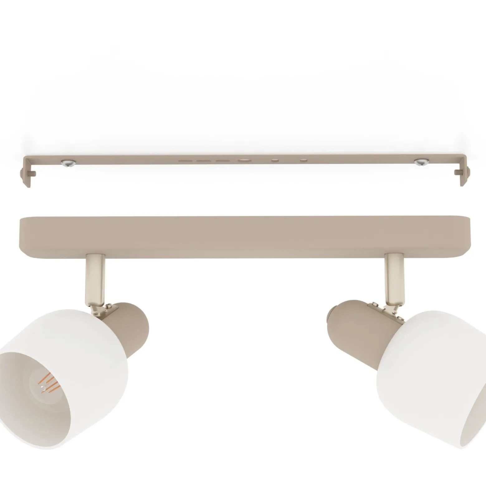 Deckenstrahler Corato, Länge 30 cm, sand/nickel/opal, 2-flg.