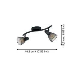 Deckenstrahler Corvigno, Länge 36,5 cm, schwarz, 2-flg.
