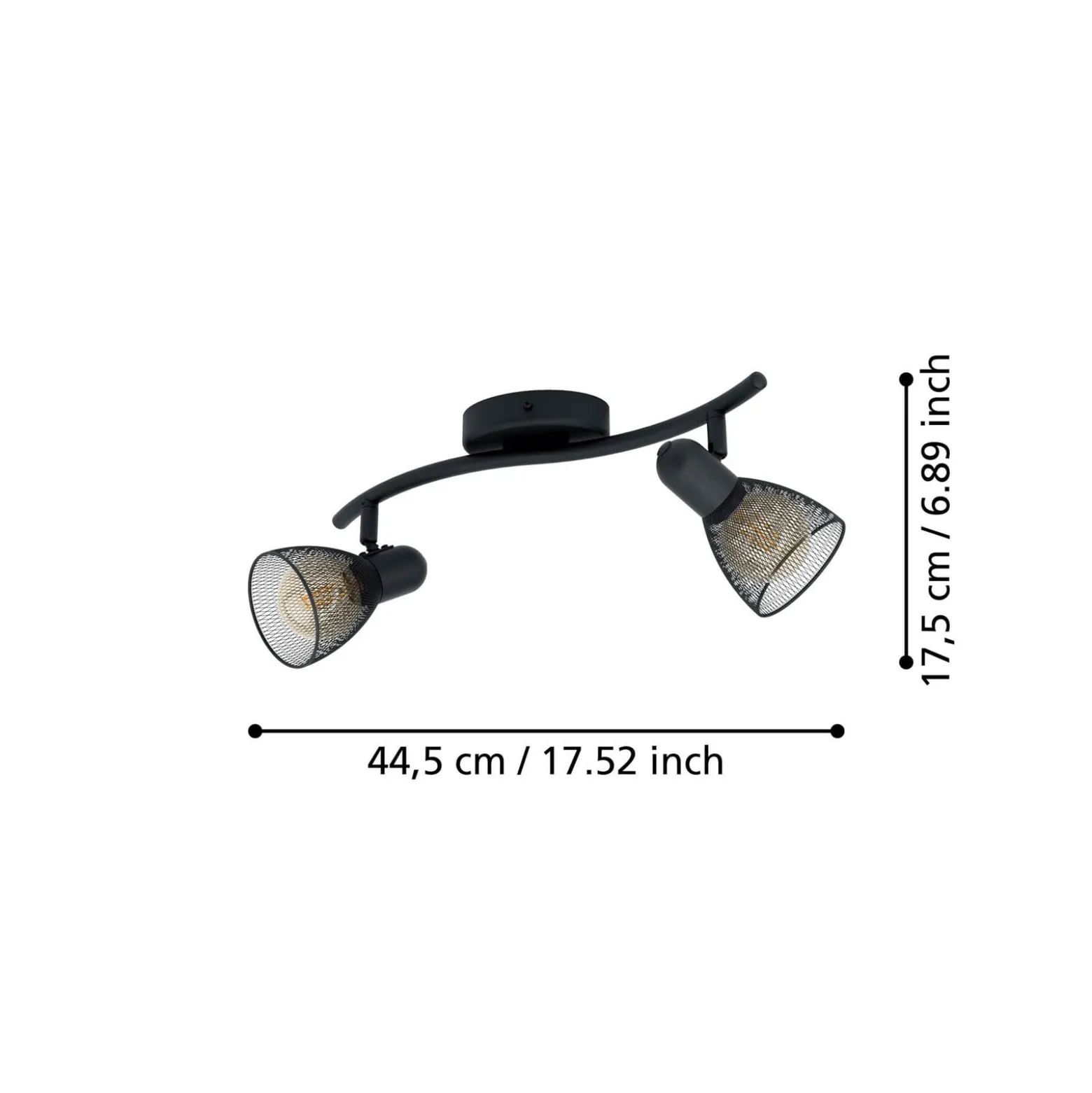Deckenstrahler Corvigno, Länge 36,5 cm, schwarz, 2-flg.