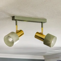 Deckenstrahler Destin, zweiflammig grün/messing