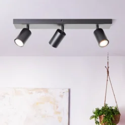 Deckenstrahler Jello, Länge 50 cm, schwarz, 3-fl.g, Metall