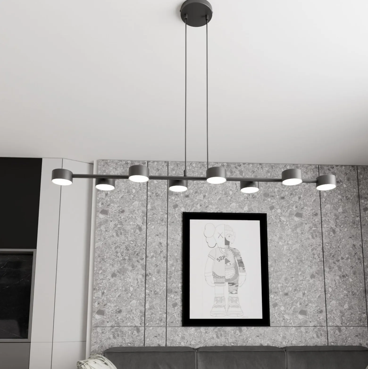 Deckenstrahler Megara, Länge 100 cm, Metall, 8-flg.