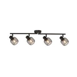 Deckenstrahler Meshy, schwarz, Metall, 4-flg., E14, 79 cm