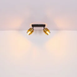 Deckenstrahler Milley, Länge 26 cm, messingfarben, 2-flg.