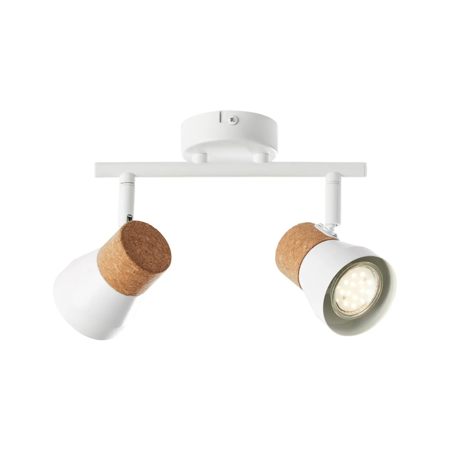 Deckenstrahler Moka, Länge 30 cm, weiß/braun, 2-flg. Kork