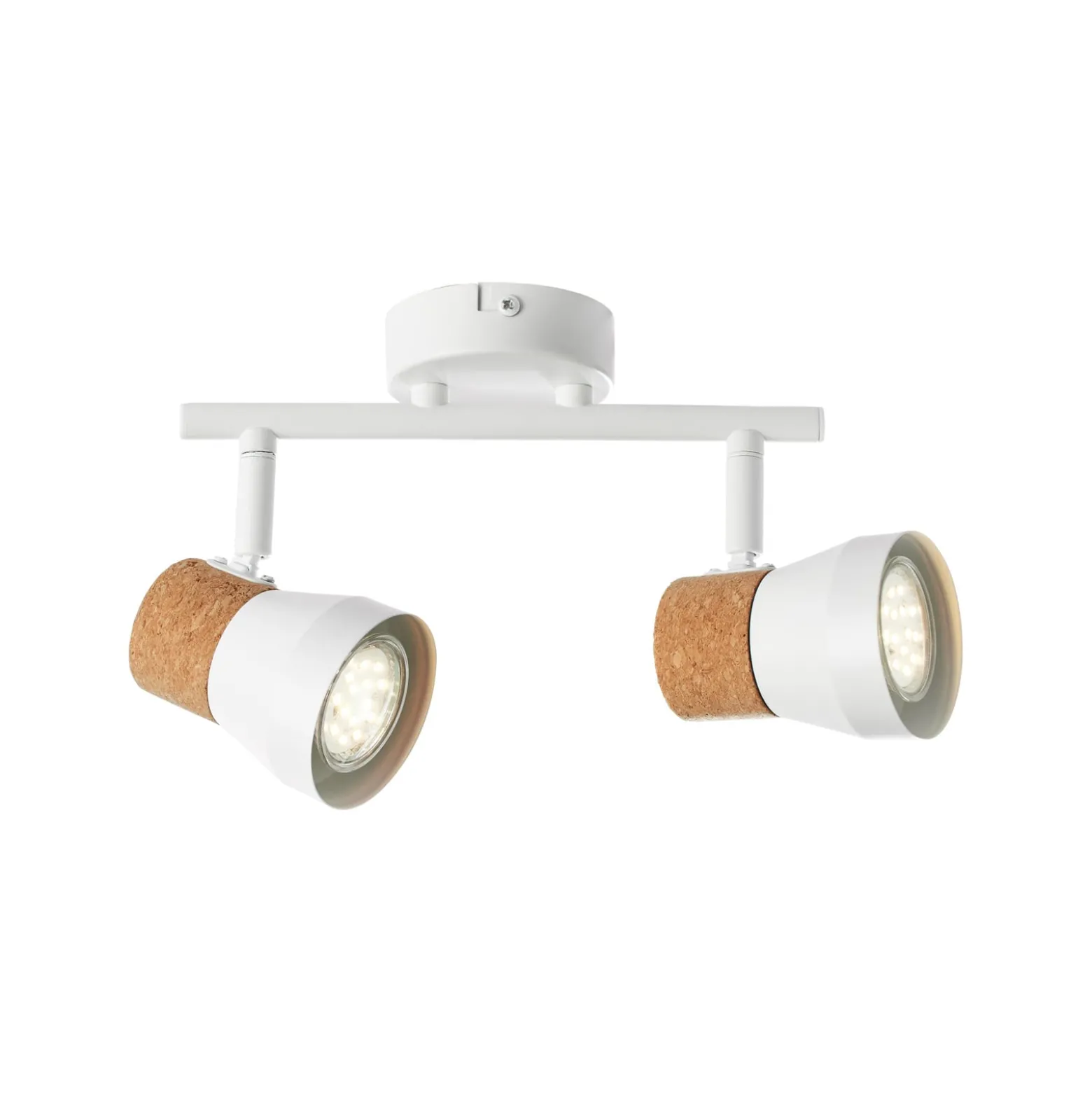 Deckenstrahler Moka, Länge 30 cm, weiß/braun, 2-flg. Kork
