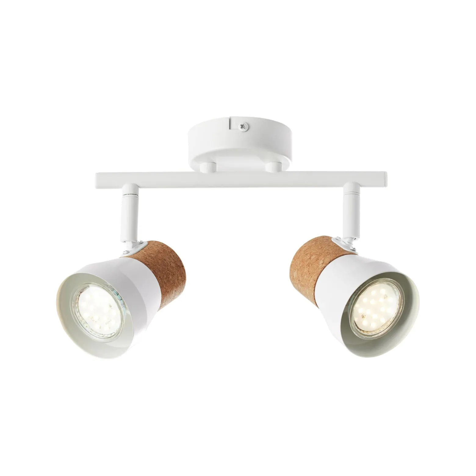 Deckenstrahler Moka, Länge 30 cm, weiß/braun, 2-flg. Kork