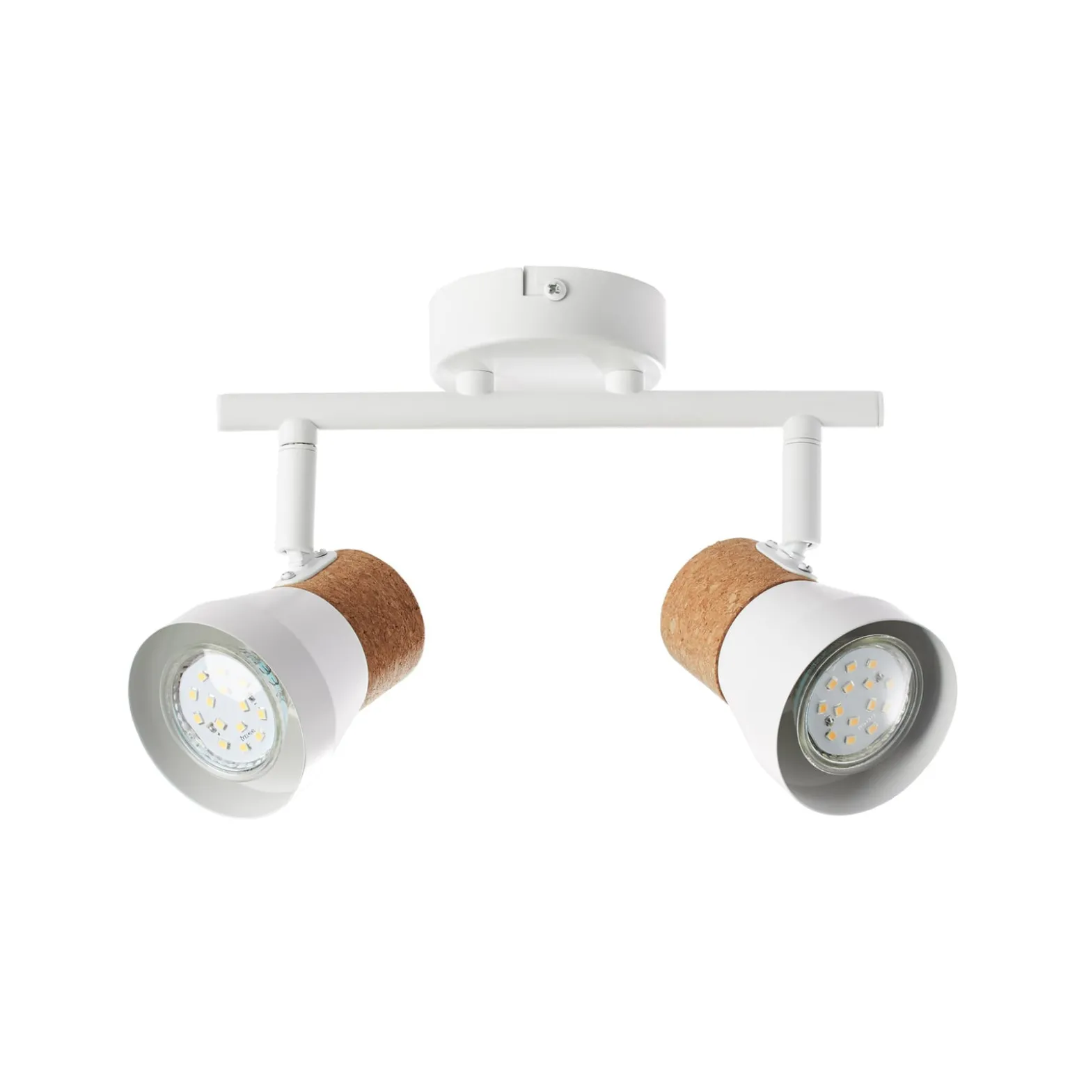 Deckenstrahler Moka, Länge 30 cm, weiß/braun, 2-flg. Kork