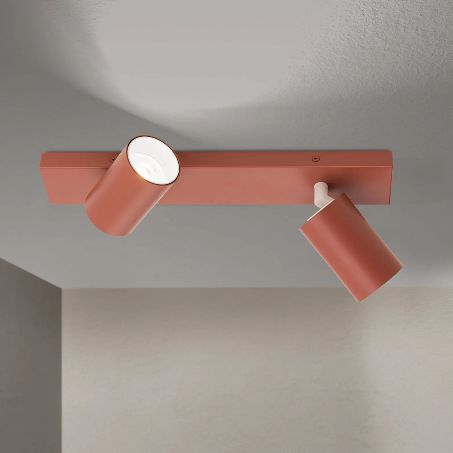 Deckenstrahler Penn, korallenrot, Länge 35 cm, Stahl/Alu