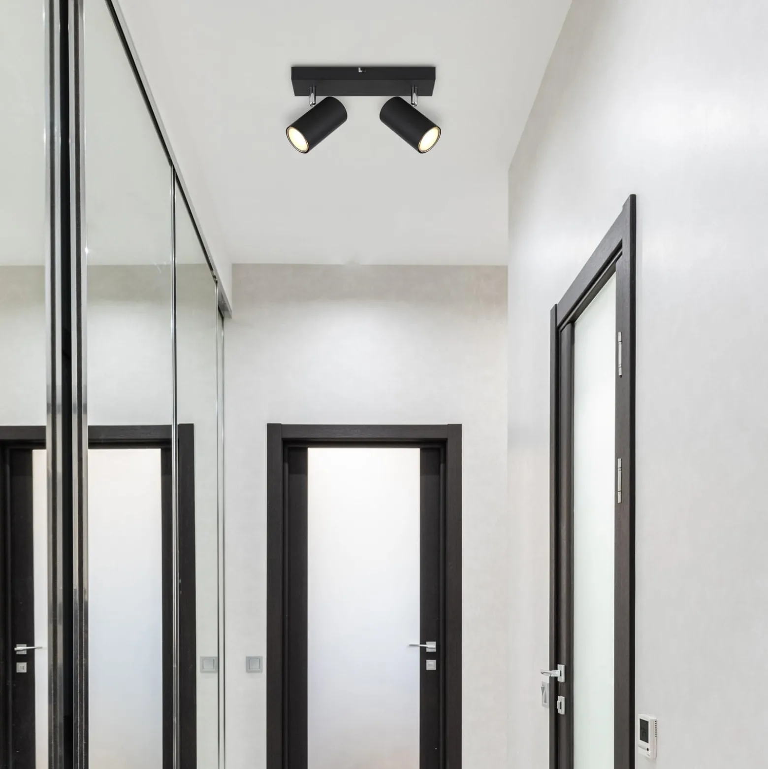 Deckenstrahler Robby, schwarz, Länge 26 cm, 2-flg., Metall