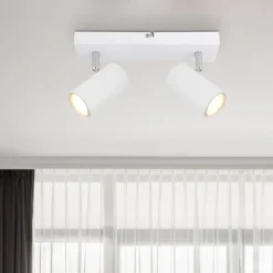 Deckenstrahler Robby, weiß, Länge 26 cm, 2-flg., Metall
