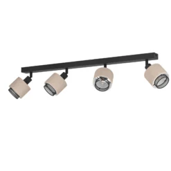 Deckenstrahler Rosley, Länge 75 cm, schwarz/natur, 4-flg.,