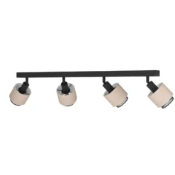 Deckenstrahler Rosley, Länge 75 cm, schwarz/natur, 4-flg.,