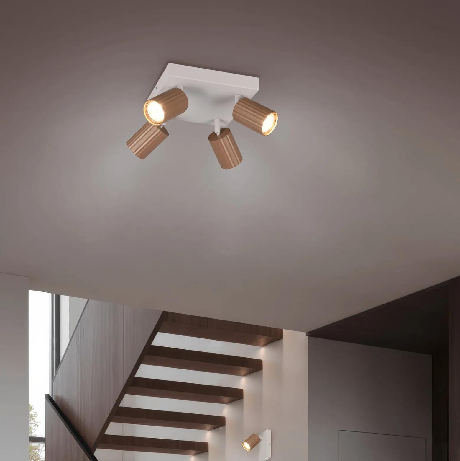 Deckenstrahler Soka, braun/grau, Länge 20 cm, Metall, 4-flg.