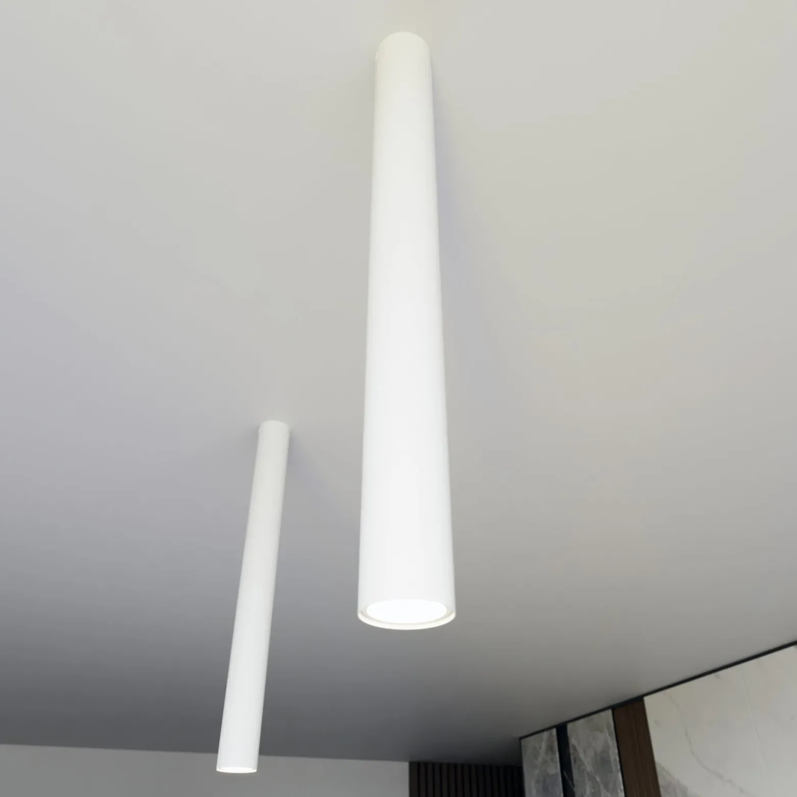 Deckenstrahler Tecno 1XL, Stahl, GU10, Höhe 60 cm, weiß