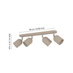 Deckenstrahler Tilston, beige, Länge 58 cm, 4-flammig, Stahl