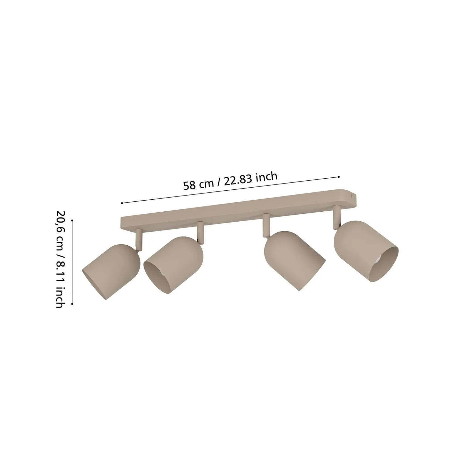 Deckenstrahler Tilston, beige, Länge 58 cm, 4-flammig, Stahl