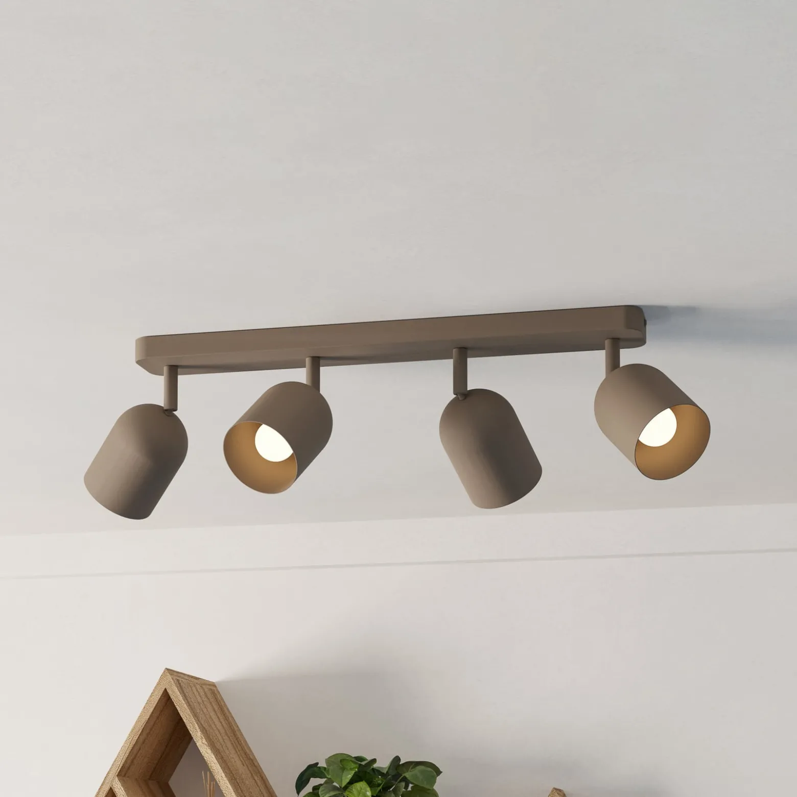 Deckenstrahler Tilston, beige, Länge 58 cm, 4-flammig, Stahl