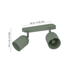 Deckenstrahler Tilston, dunkelgrün, Länge 28 cm 2-flg. Stahl