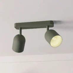 Deckenstrahler Tilston, dunkelgrün, Länge 28 cm 2-flg. Stahl
