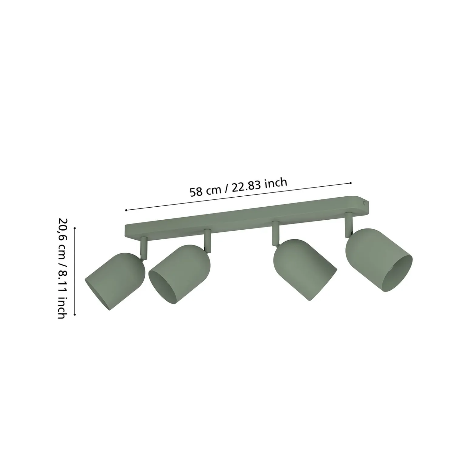 Deckenstrahler Tilston, dunkelgrün, Länge 58 cm 4-flg. Stahl