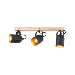 Deckenstrahler Tronte, Länge 57,5 cm, schwarz/gold, 3-flg.