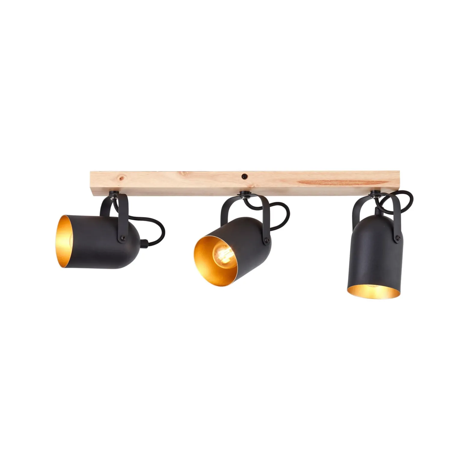 Deckenstrahler Tronte, Länge 57,5 cm, schwarz/gold, 3-flg.