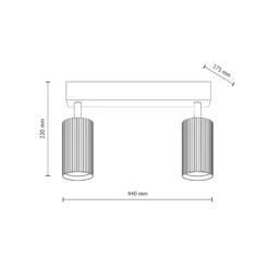 Deckenstrahler Tune, 2-flammig, braun, Metall, Länge 44 cm