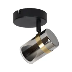 Deckenstrahler Upton, Höhe 13 cm, schwarz/rauchgrau, Metall