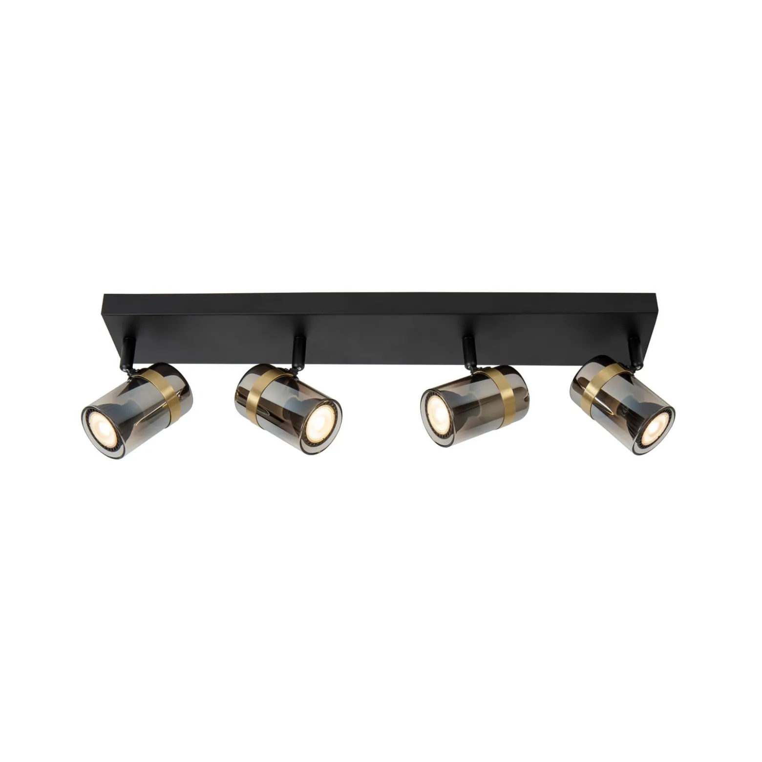 Deckenstrahler Upton, Länge 56 cm, schwarz/rauchgrau, 4-flg.