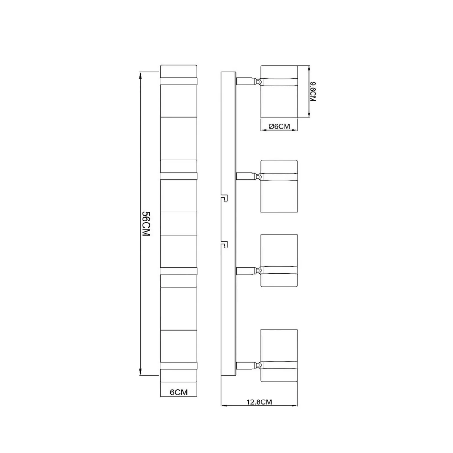Deckenstrahler Upton, Länge 56 cm, schwarz/rauchgrau, 4-flg.
