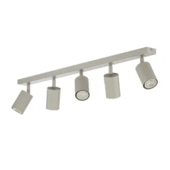 Deckenstrahler Zoom, 5-flammig, grau-beige, Stahl, GU10