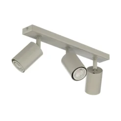 Deckenstrahler Zoom, 3-flammig, grau-beige, Stahl, GU10