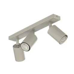 Deckenstrahler Zoom, 3-flammig, grau-beige, Stahl, GU10