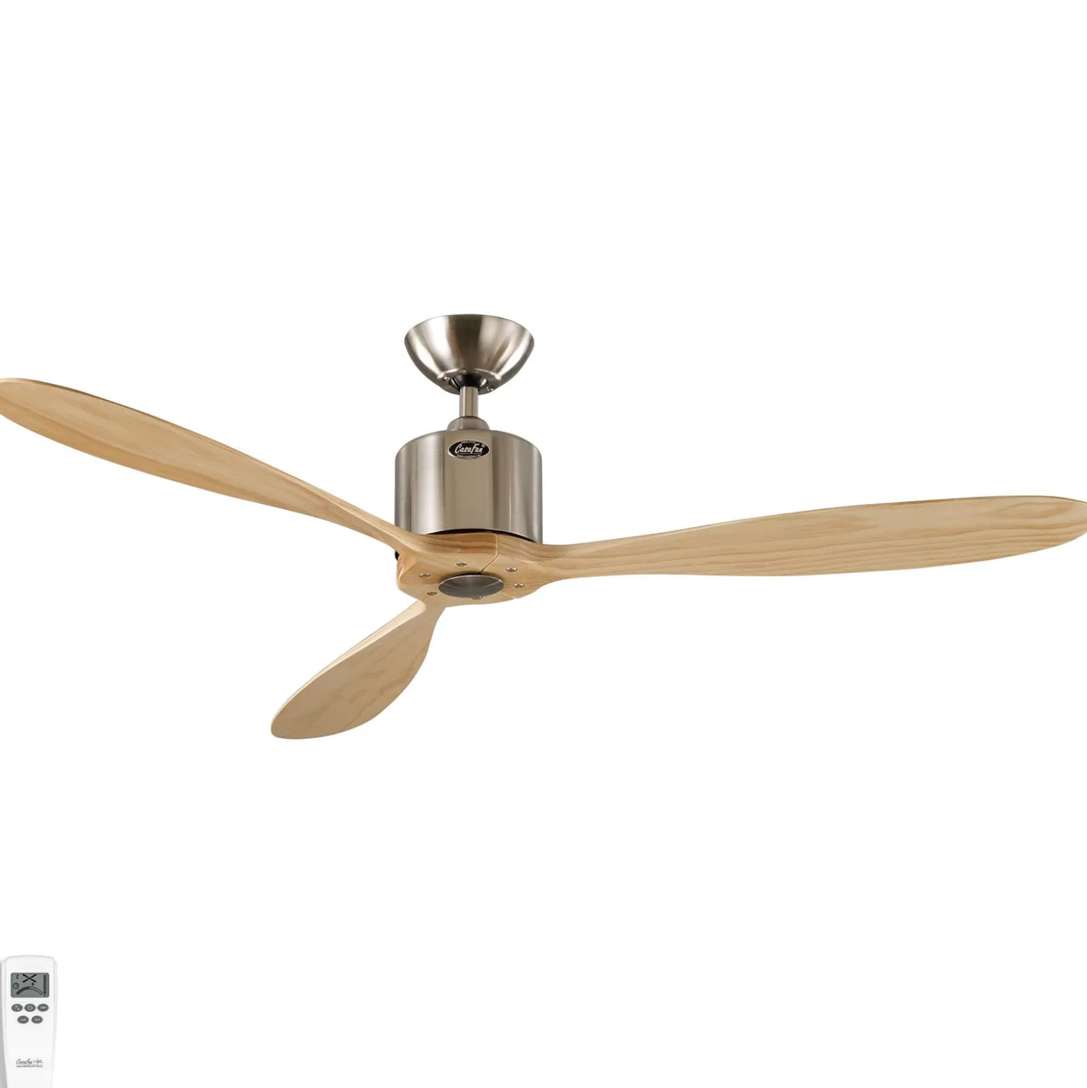 Deckenventilator AEROPLAN ECO, chrom/kiefer, Ø 132 cm, leise