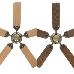 Deckenventilator ECO ELEMENTS, eiche/messing, Ø 132 cm leise