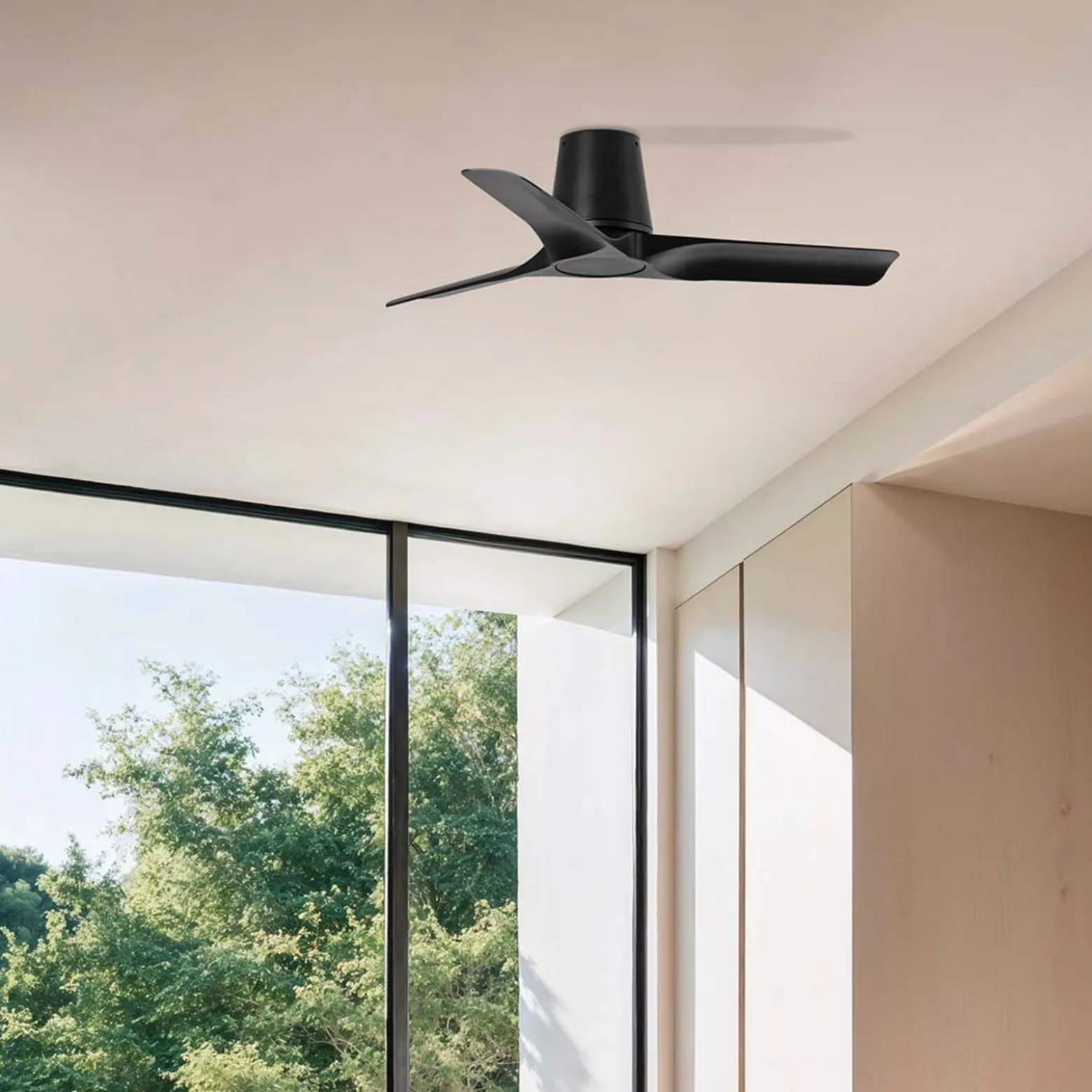 Deckenventilator Hey S, schwarz, DC-Motor, leise, Ø 90 cm