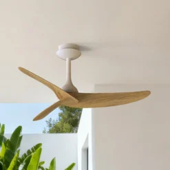 Deckenventilator Ipanema, weiß/holz, DC, leise, Remote, IP44