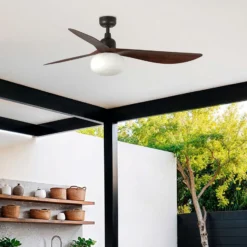 Deckenventilator mit Licht Outwood, braun, DC, leise, Ø150cm