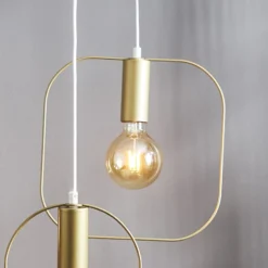 Deko-Hängeleuchte Shape mit Quadrat, gold