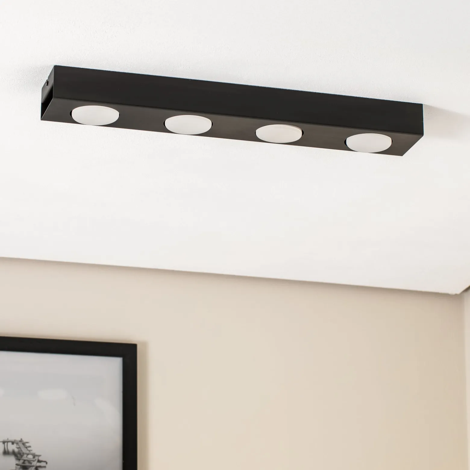 Downlight Ian in Schwarz, vierflammig