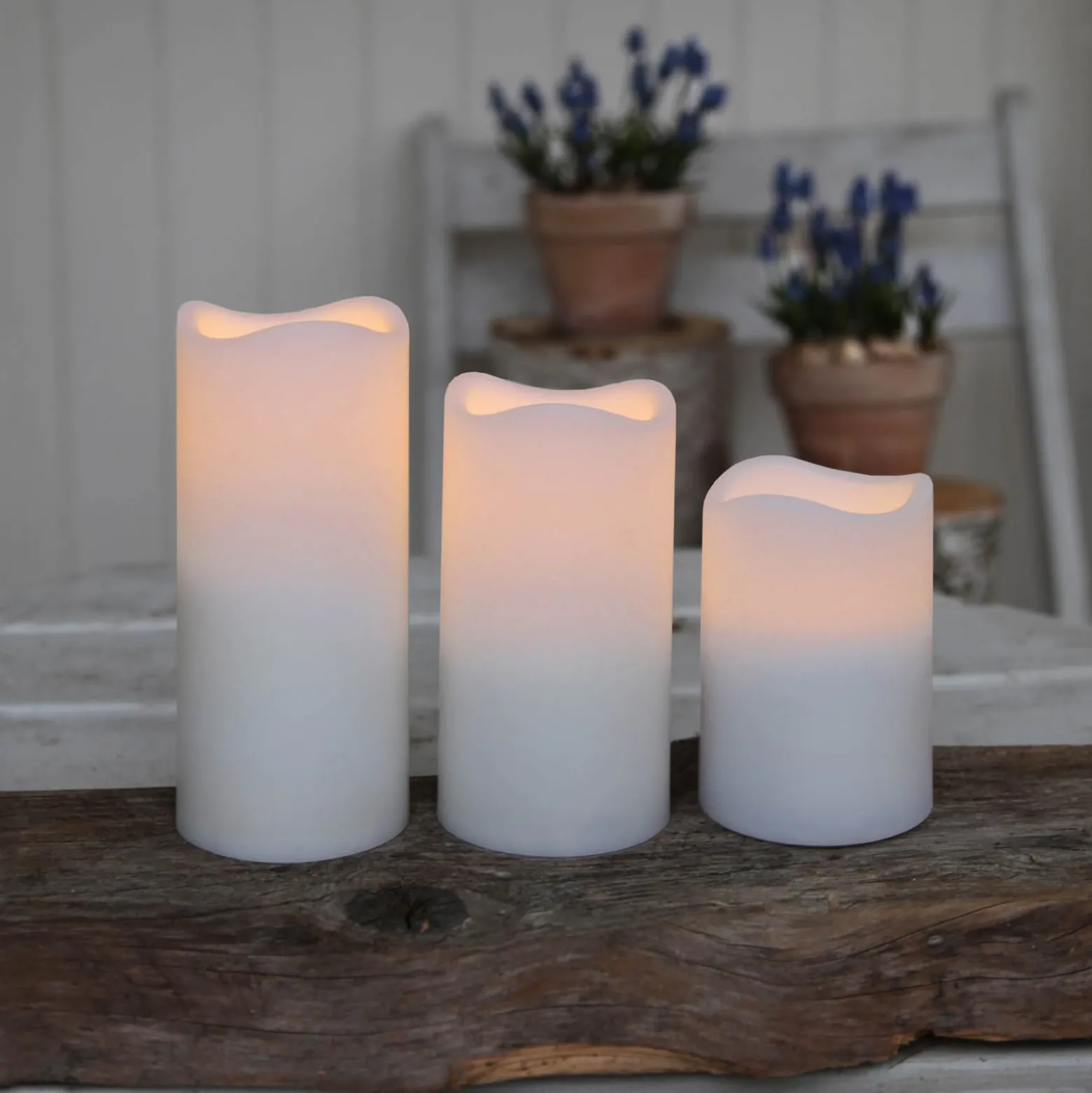 Dreierset LED-Kerzen für den Außenbereich
