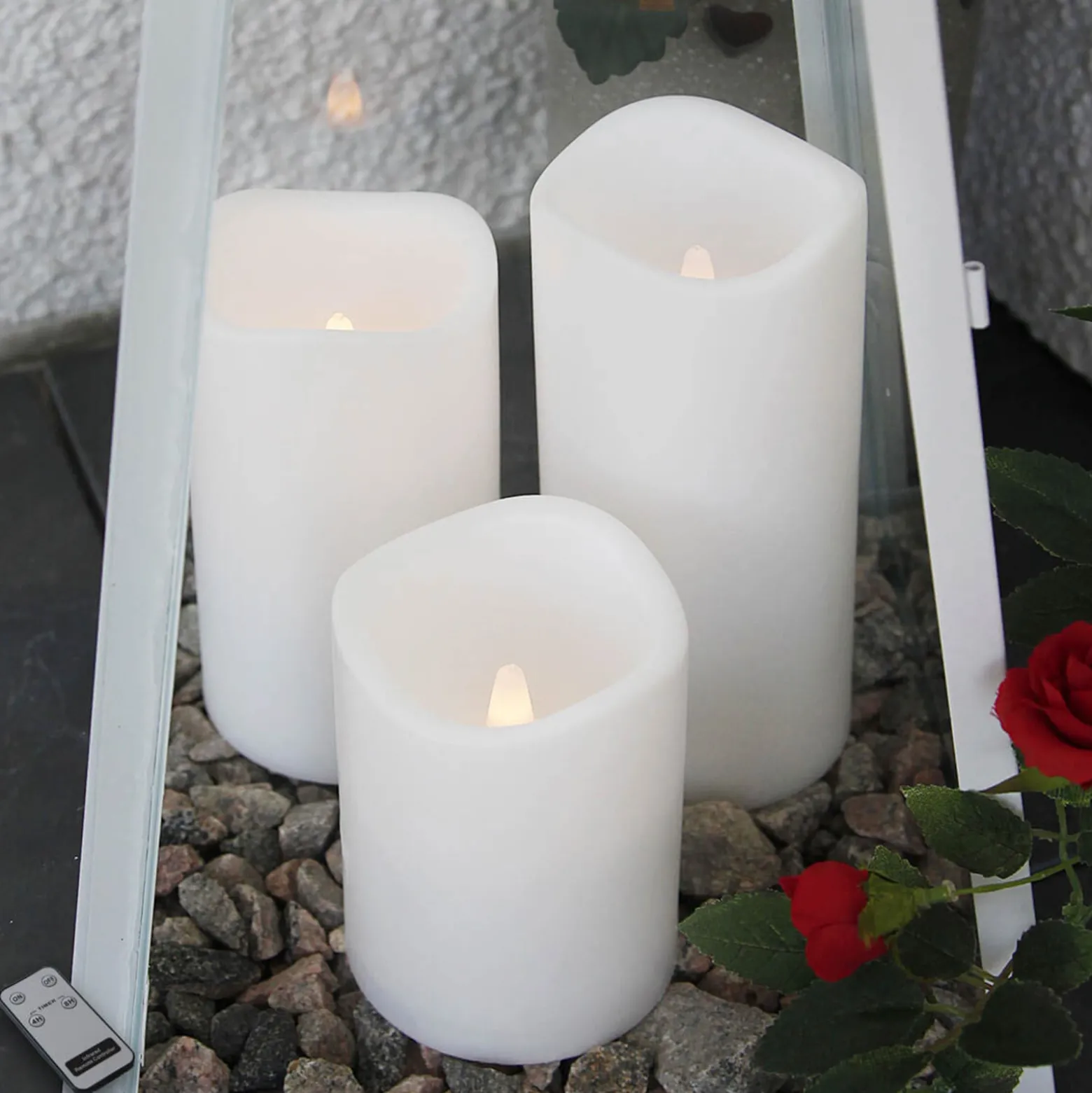 Dreierset LED-Kerzen für den Außenbereich