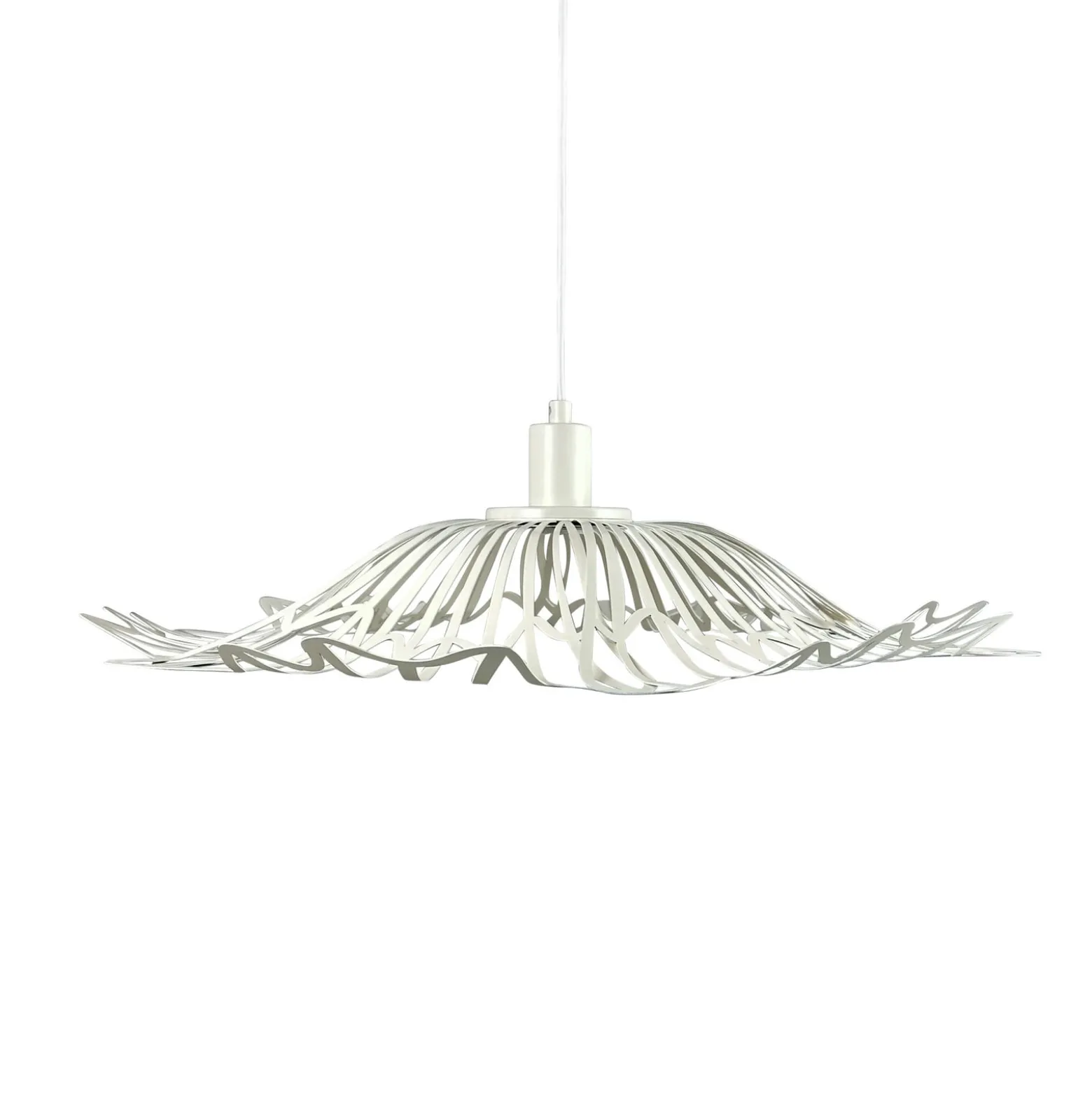 Dyberg Larsen Hängelampe Flora, perlweiß, Ø 60 cm, Metall