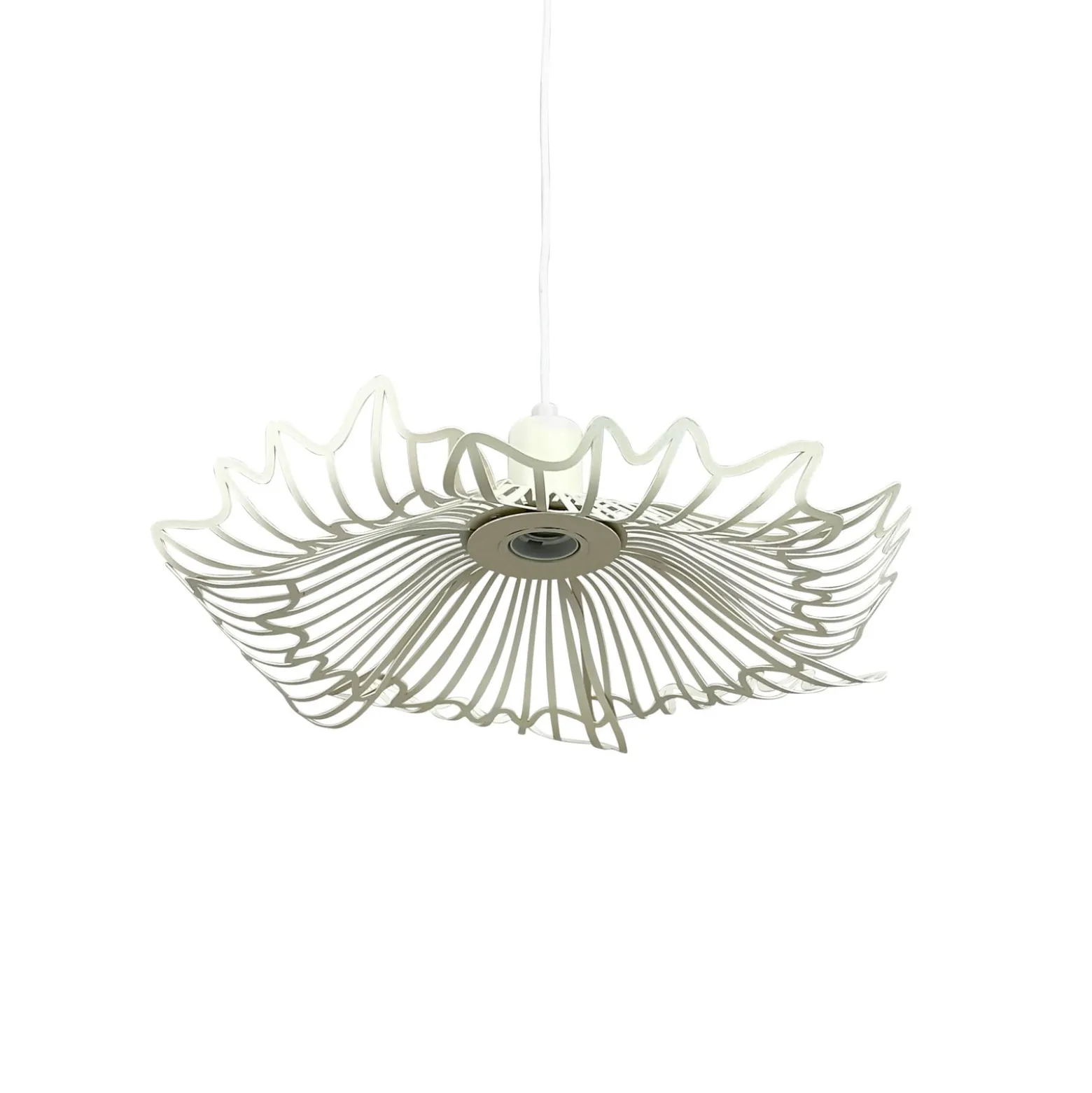 Dyberg Larsen Hängelampe Flora, perlweiß, Ø 40 cm, Metall