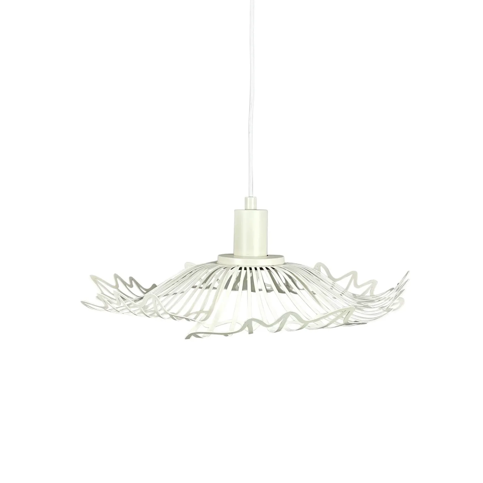 Dyberg Larsen Hängelampe Flora, perlweiß, Ø 40 cm, Metall