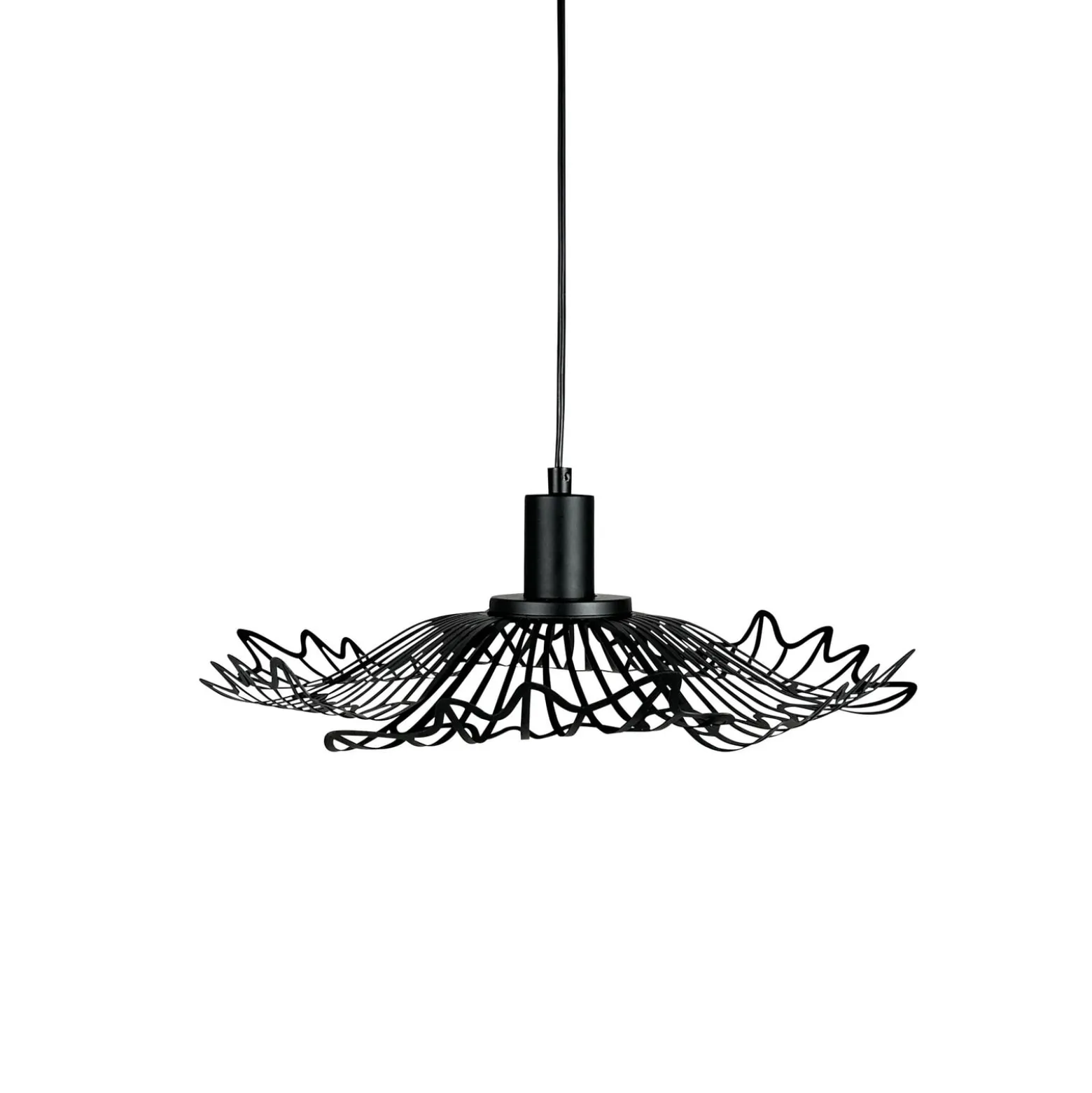 Dyberg Larsen Hängelampe Flora, schwarz matt, Ø 40 cm Metall