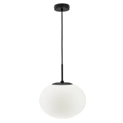 Dyberg Larsen Hängelampe Princess, opal/schwarz, Ø 28 cm