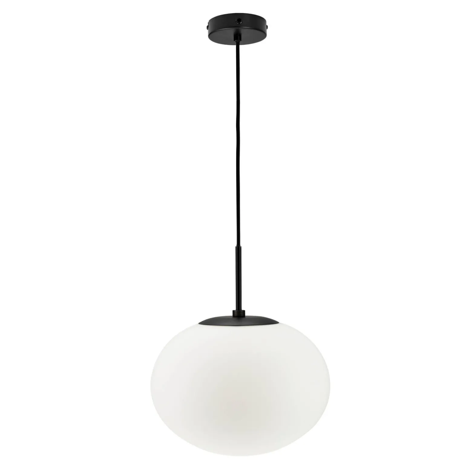 Dyberg Larsen Hängelampe Princess, opal/schwarz, Ø 28 cm