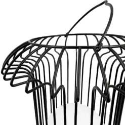 Dyberg Larsen LED-Akku-Tischlampe Basket, schwarz, Metall